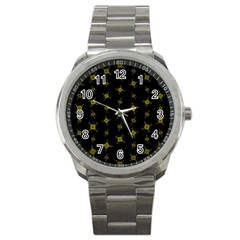 Symbols Gold Background Metallic Sport Metal Watch by Uceng