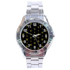 Symbols Gold Background Metallic Stainless Steel Analogue Watch by Uceng