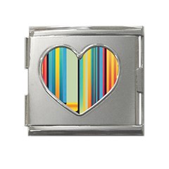 Colorful Rainbow Striped Pattern Mega Link Heart Italian Charm (18mm) by Uceng