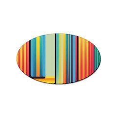 Colorful Rainbow Striped Pattern Sticker (oval)