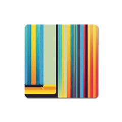 Colorful Rainbow Striped Pattern Square Magnet by Uceng