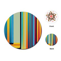 Colorful Rainbow Striped Pattern Playing Cards Single Design (round)