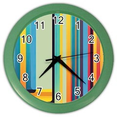 Colorful Rainbow Striped Pattern Color Wall Clock by Uceng