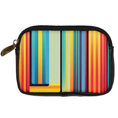 Colorful Rainbow Striped Pattern Digital Camera Leather Case by Uceng