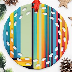 Colorful Rainbow Striped Pattern Ornament (round Filigree)