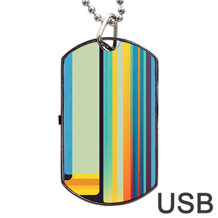 Colorful Rainbow Striped Pattern Dog Tag USB Flash (One Side)