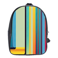 Colorful Rainbow Striped Pattern School Bag (xl) by Uceng