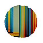 Colorful Rainbow Striped Pattern Standard 15  Premium Flano Round Cushions Front