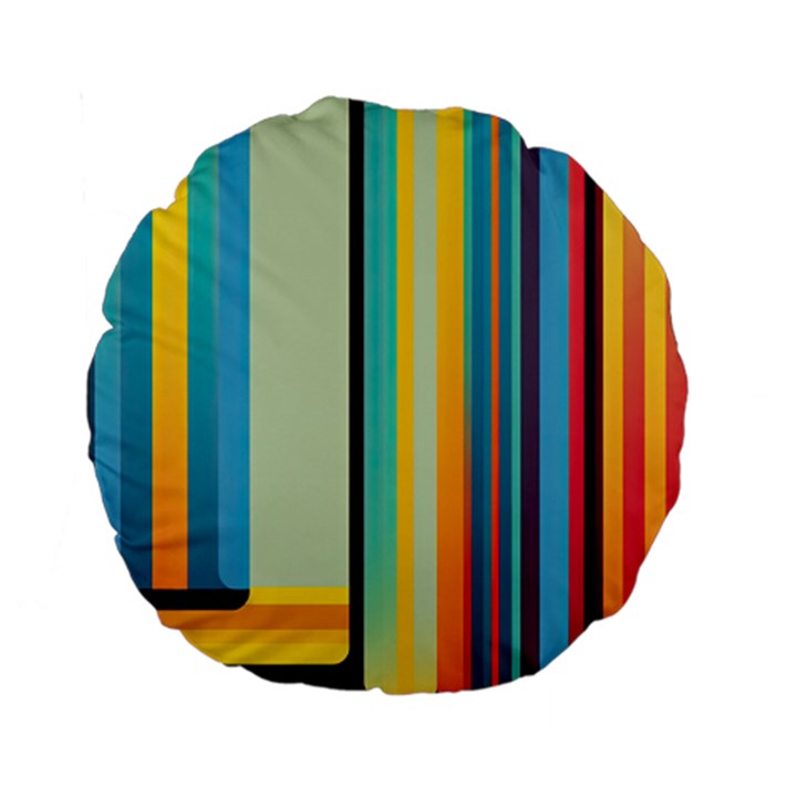 Colorful Rainbow Striped Pattern Standard 15  Premium Flano Round Cushions