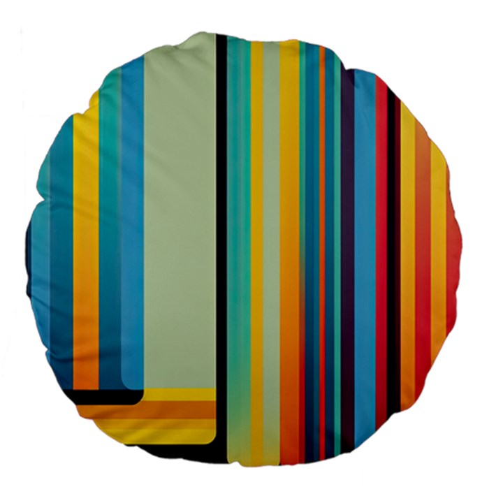 Colorful Rainbow Striped Pattern Large 18  Premium Flano Round Cushions