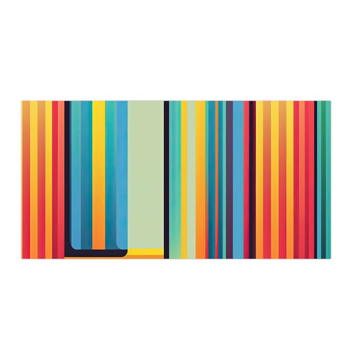 Colorful Rainbow Striped Pattern Satin Wrap 35  x 70 