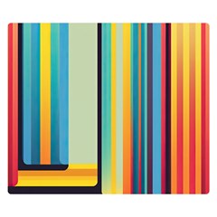 Colorful Rainbow Striped Pattern One Side Premium Plush Fleece Blanket (small)