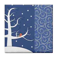 Bird Winter Bullfinch Patterns Art Tile Coaster by Uceng