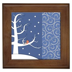 Bird Winter Bullfinch Patterns Art Framed Tile by Uceng