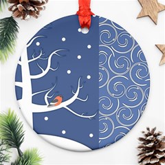 Bird Winter Bullfinch Patterns Art Ornament (round) by Uceng