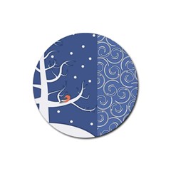 Bird Winter Bullfinch Patterns Art Rubber Coaster (round) by Uceng