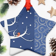 Bird Winter Bullfinch Patterns Art Star Ornament (two Sides) by Uceng