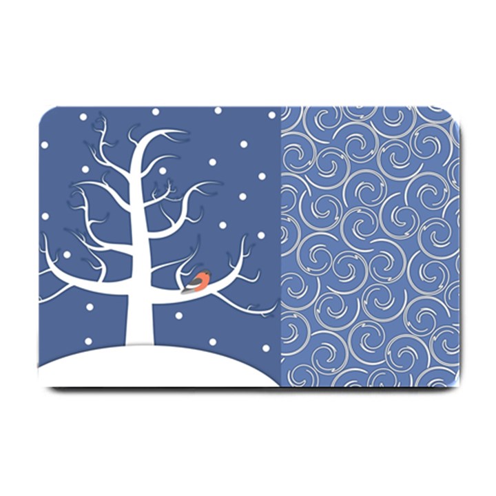 Bird Winter Bullfinch Patterns Art Small Doormat