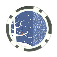 Bird Winter Bullfinch Patterns Art Poker Chip Card Guard by Uceng