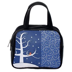 Bird Winter Bullfinch Patterns Art Classic Handbag (one Side) by Uceng