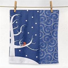 Bird Winter Bullfinch Patterns Art Face Towel by Uceng