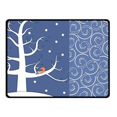 Bird Winter Bullfinch Patterns Art One Side Fleece Blanket (small) by Uceng