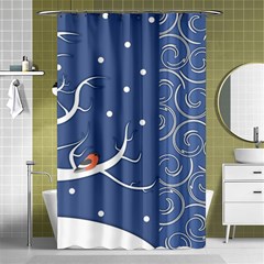 Bird Winter Bullfinch Patterns Art Shower Curtain 48  X 72  (small)  by Uceng