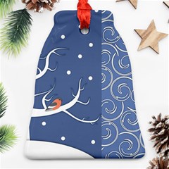 Bird Winter Bullfinch Patterns Art Ornament (bell) by Uceng