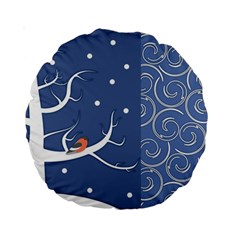 Bird Winter Bullfinch Patterns Art Standard 15  Premium Round Cushions by Uceng