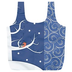 Bird Winter Bullfinch Patterns Art Full Print Recycle Bag (xxxl) by Uceng