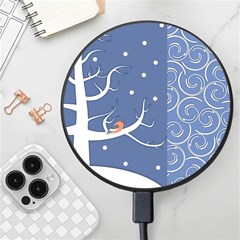 Bird Winter Bullfinch Patterns Art Wireless Fast Charger(black) by Uceng