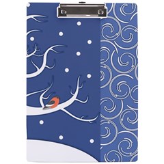 Bird Winter Bullfinch Patterns Art A4 Acrylic Clipboard