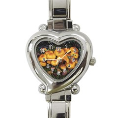 Orange Mushrooms In Patagonia Forest, Ushuaia, Argentina Heart Italian Charm Watch by dflcprintsclothing