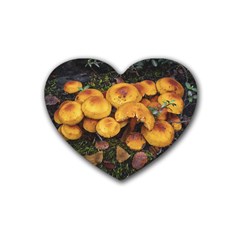 Orange Mushrooms In Patagonia Forest, Ushuaia, Argentina Rubber Coaster (heart) by dflcprintsclothing