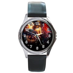 Nebula Galaxy Stars Astronomy Round Metal Watch by Uceng