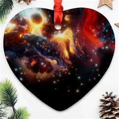 Nebula Galaxy Stars Astronomy Heart Ornament (two Sides) by Uceng