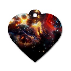 Nebula Galaxy Stars Astronomy Dog Tag Heart (one Side) by Uceng