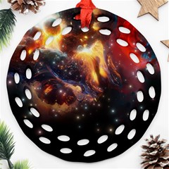 Nebula Galaxy Stars Astronomy Round Filigree Ornament (two Sides) by Uceng