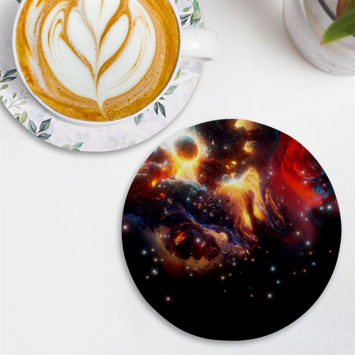 Nebula Galaxy Stars Astronomy UV Print Round Tile Coaster