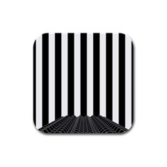 Illustration Stripes Geometric Pattern Rubber Square Coaster (4 Pack) by Uceng