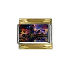 Lake Galaxy Stars Science Fiction Gold Trim Italian Charm (9mm)