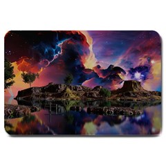 Lake Galaxy Stars Science Fiction Large Doormat by Uceng