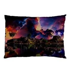 Lake Galaxy Stars Science Fiction Pillow Case by Uceng