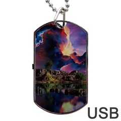 Lake Galaxy Stars Science Fiction Dog Tag Usb Flash (one Side) by Uceng