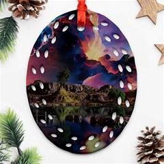 Lake Galaxy Stars Science Fiction Oval Filigree Ornament (two Sides) by Uceng