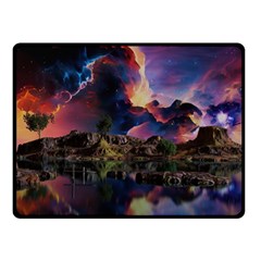 Lake Galaxy Stars Science Fiction Fleece Blanket (small) by Uceng