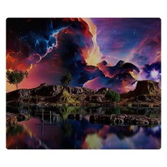 Lake Galaxy Stars Science Fiction Premium Plush Fleece Blanket (small) by Uceng