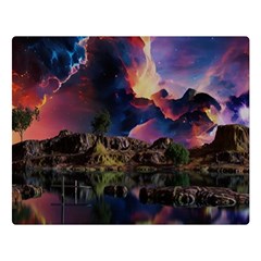 Lake Galaxy Stars Science Fiction Premium Plush Fleece Blanket (large) by Uceng