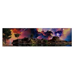 Lake Galaxy Stars Science Fiction Oblong Satin Scarf (16  X 60 ) by Uceng