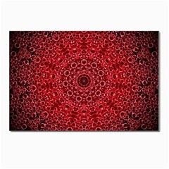 Red Wallpaper Mandala Pattern Art Postcard 4 x 6  (pkg Of 10) by Uceng